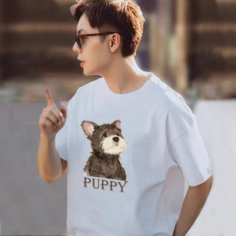 韩版潮流原创小熊印花短袖体恤男士夏季潮牌宽松圆领纯棉半袖T恤