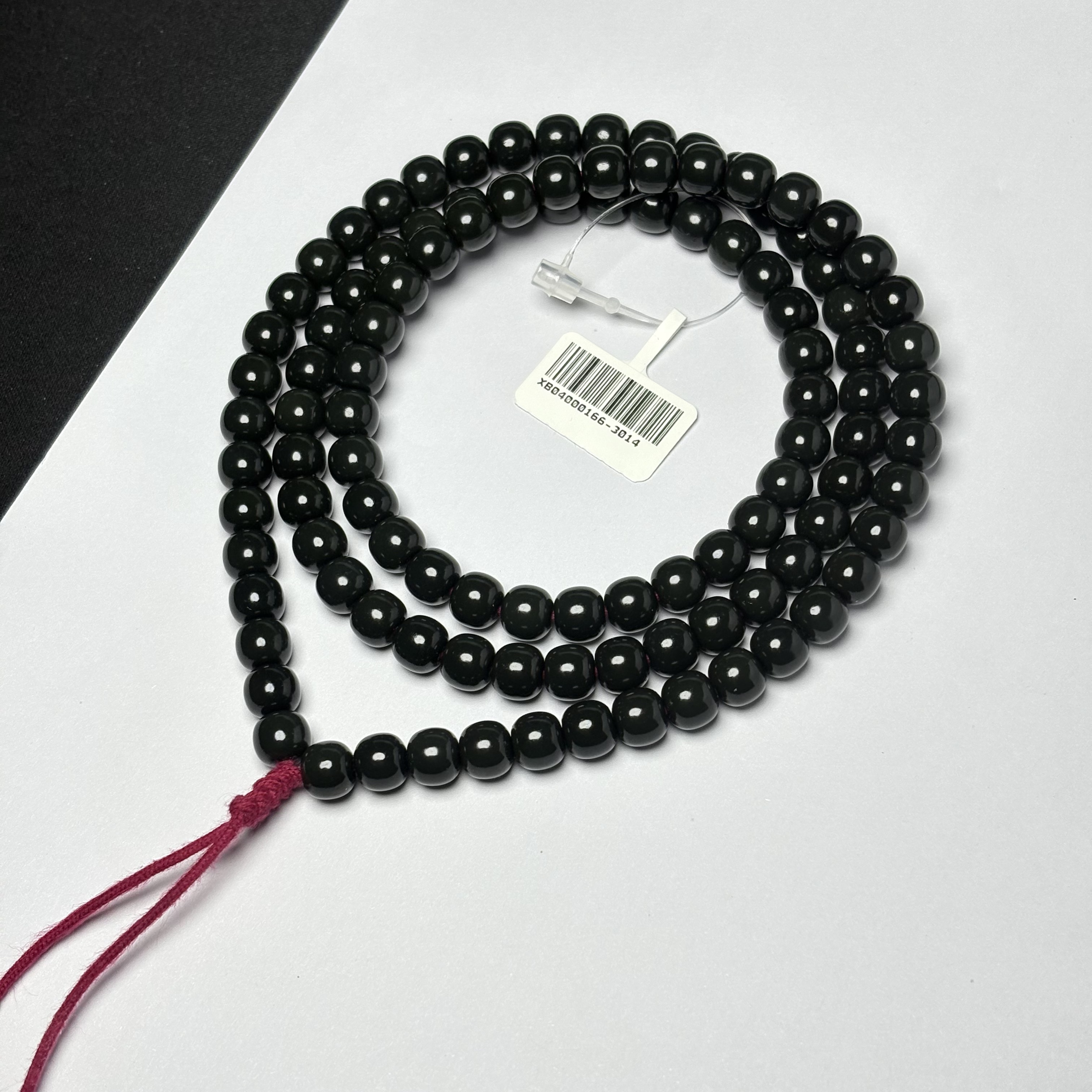 【吉玉0166-3014】和田玉黑青老型108  7x8mm