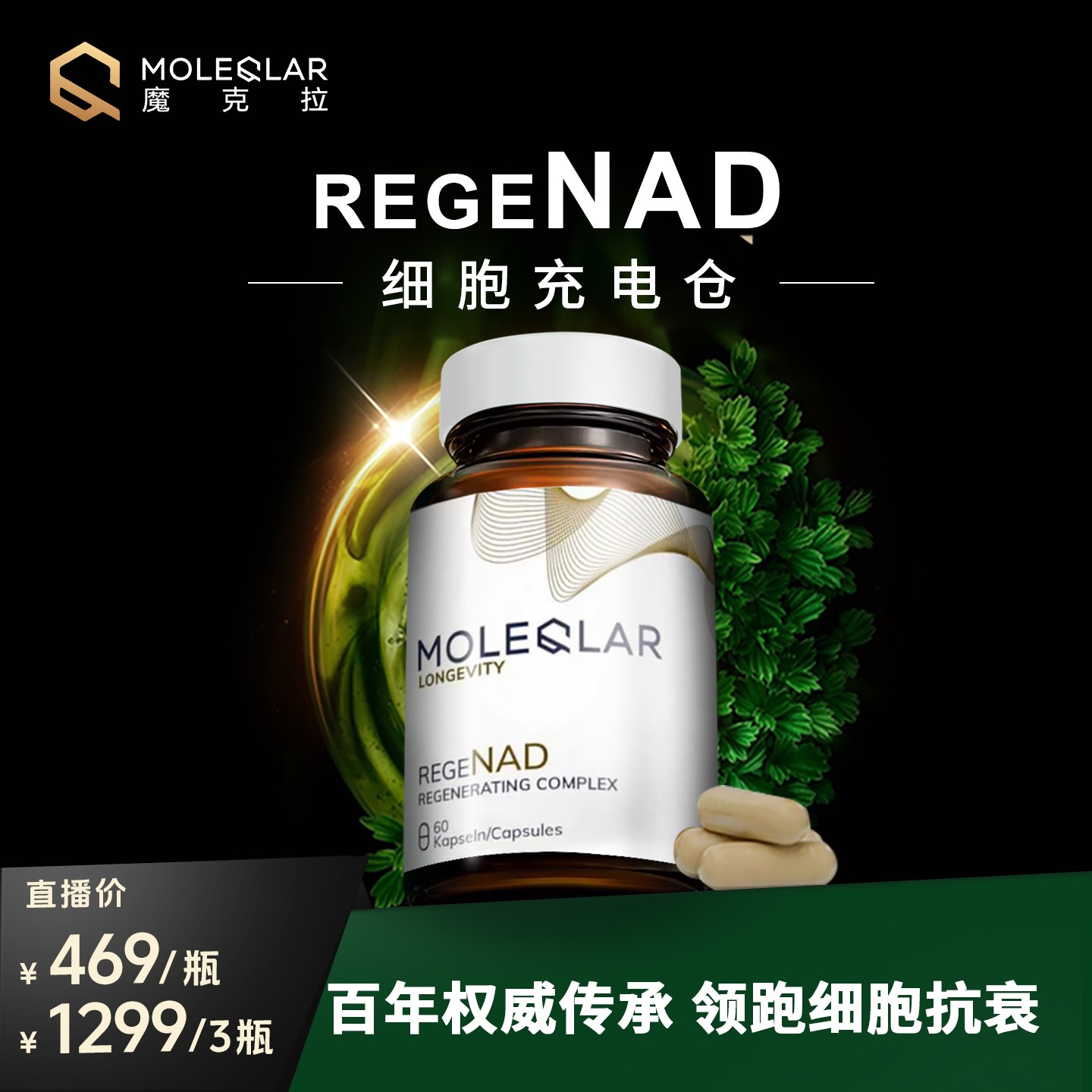 Moleqlar-Rege-NAD+ 细胞K衰的奇迹分子 60粒/瓶