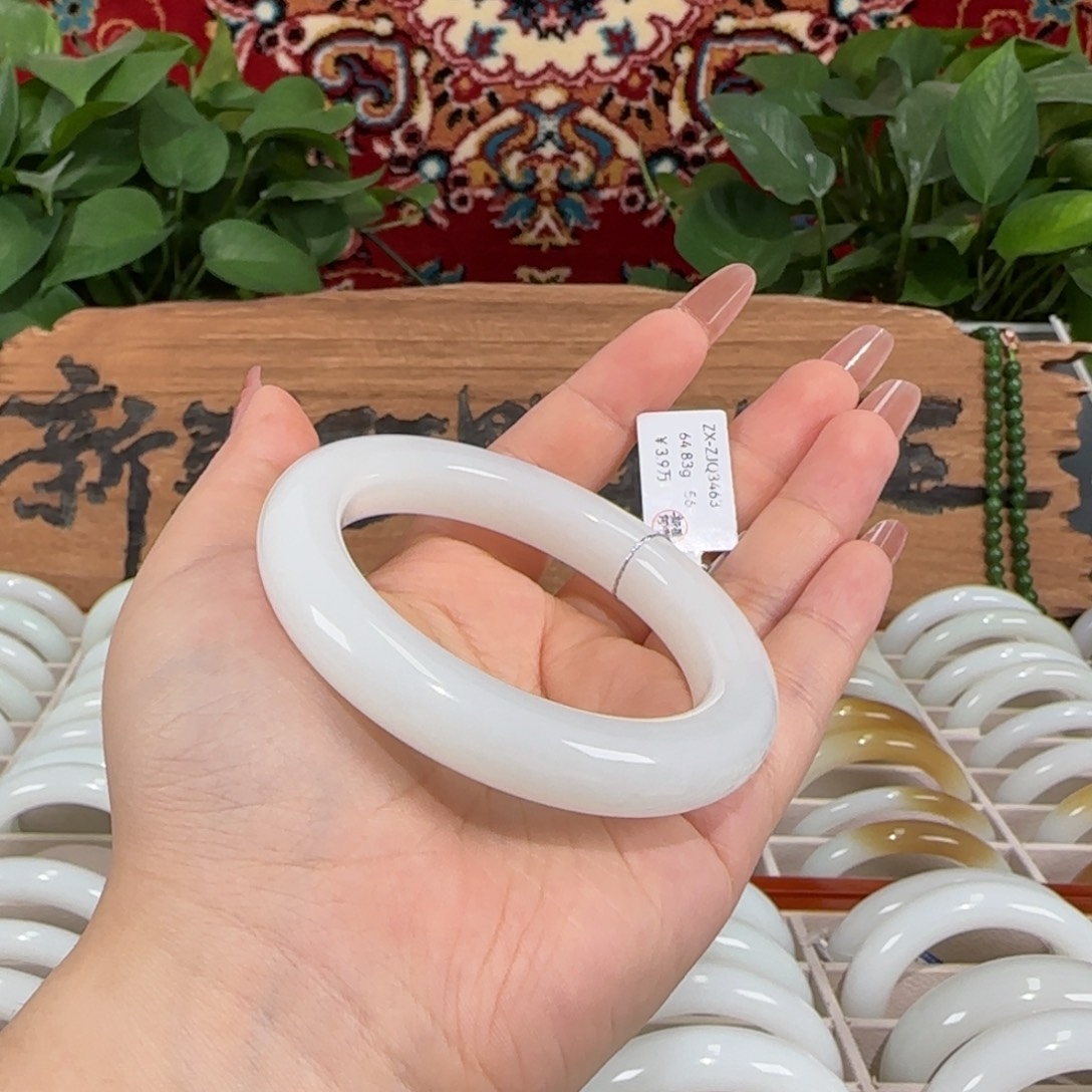 未镶嵌手镯和田玉新疆和田玉羊脂白玉手镯高背泥鳅背条宽11+