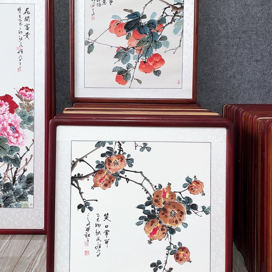 国画书画作品带框63×63