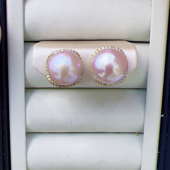 淡水珍珠耳饰银S925镶嵌