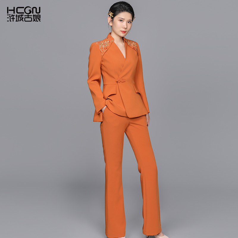 国风女总裁轻奢高端气场女西装亦锦莲西服套装22A18238+22A19206