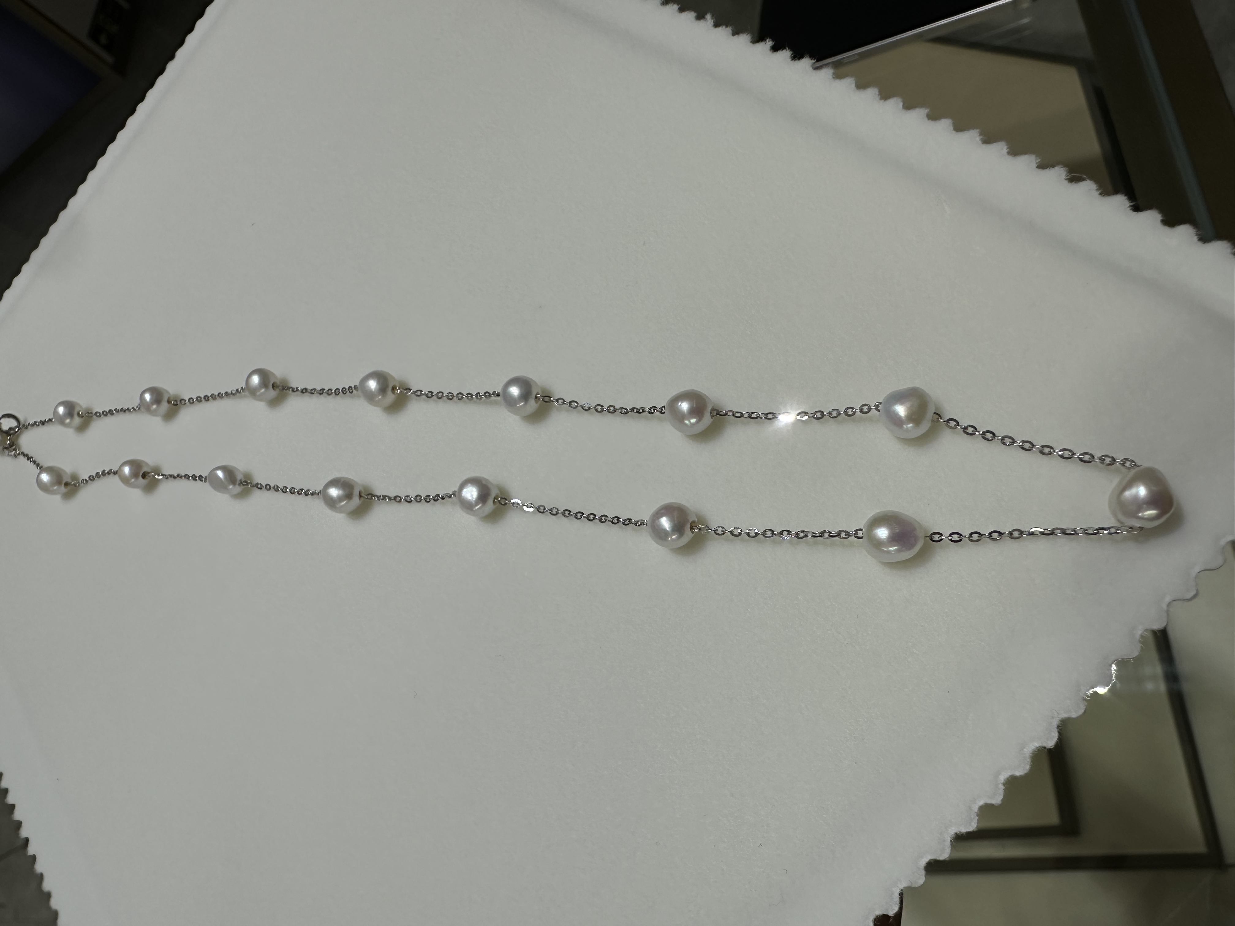 【幸运】5-6mm/时尚经典/百搭气质/满天星/天然珍珠颈饰/银链