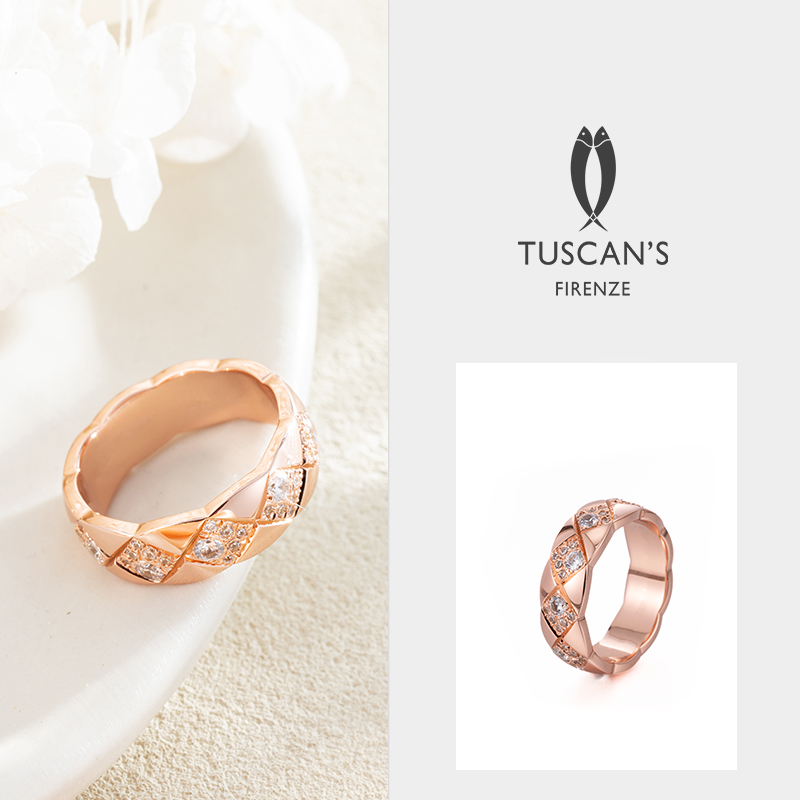 铜合金合成锆石戒指 TUSCAN'S 铜合金合成锆石戒指 设计感小香风