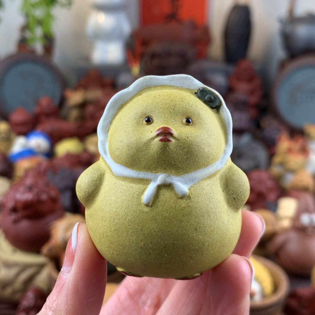 紫砂茶宠可爱帽子鸡