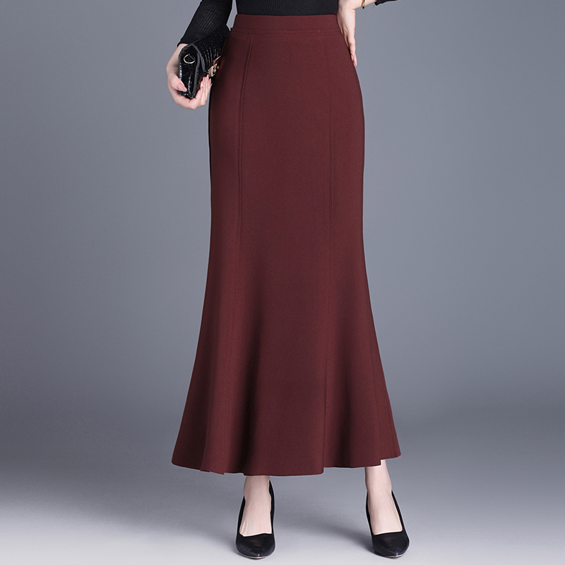 2025春季新款气质垂感修身包臀鱼尾裙女高腰显瘦通勤裙子