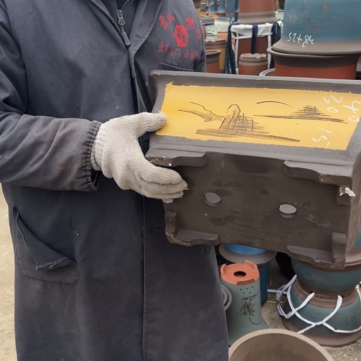 紫砂紫砂花盆和小