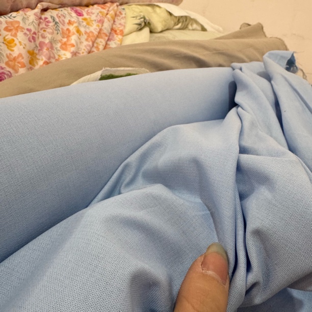 43  天蓝色亚麻棉面料太柔软了4米价
