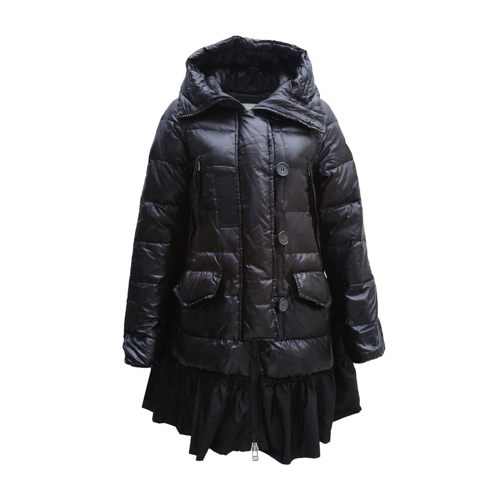 95新 MONCLER 【lu】荷叶边 拉链 羽绒服 尼龙 蒙口码2 P233394818