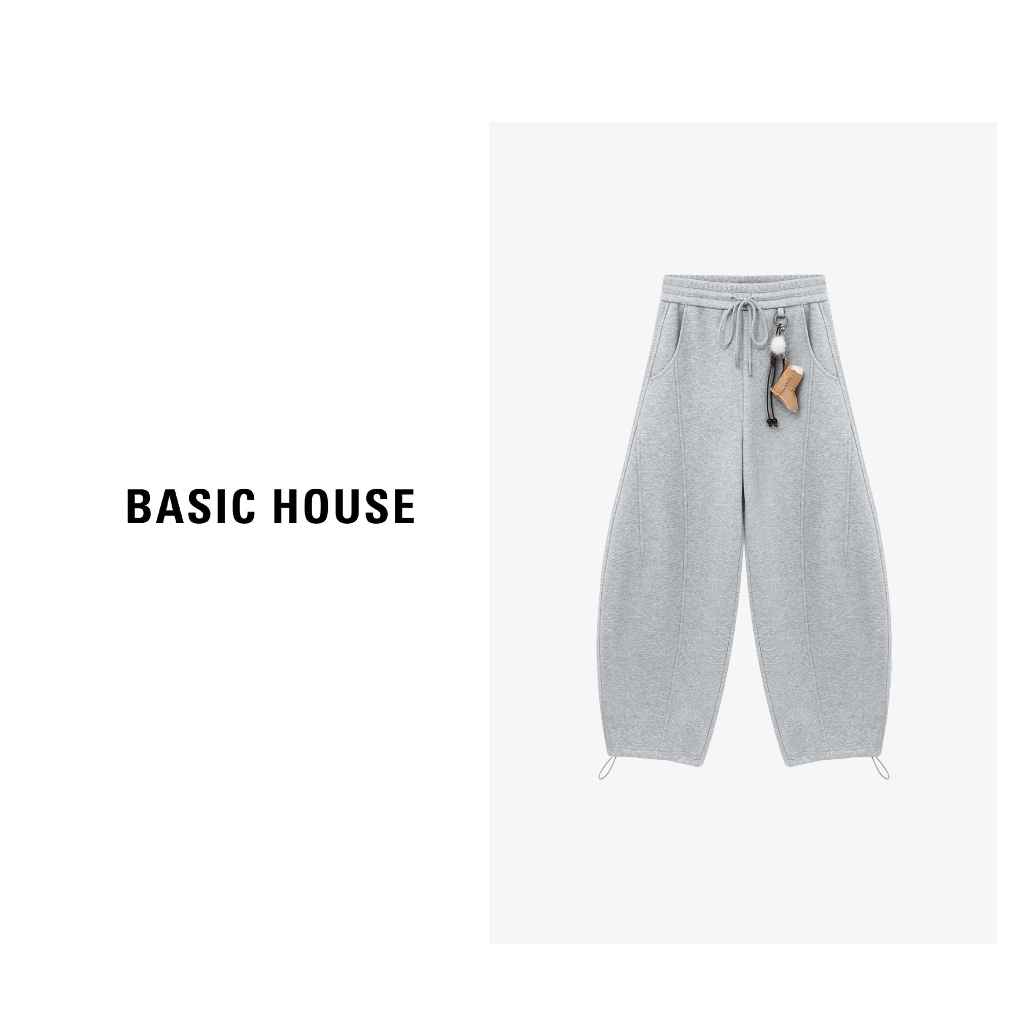 Basic House/百家好焦糖棕暖调保暖加绒时尚休闲裤-B0625B5RML2