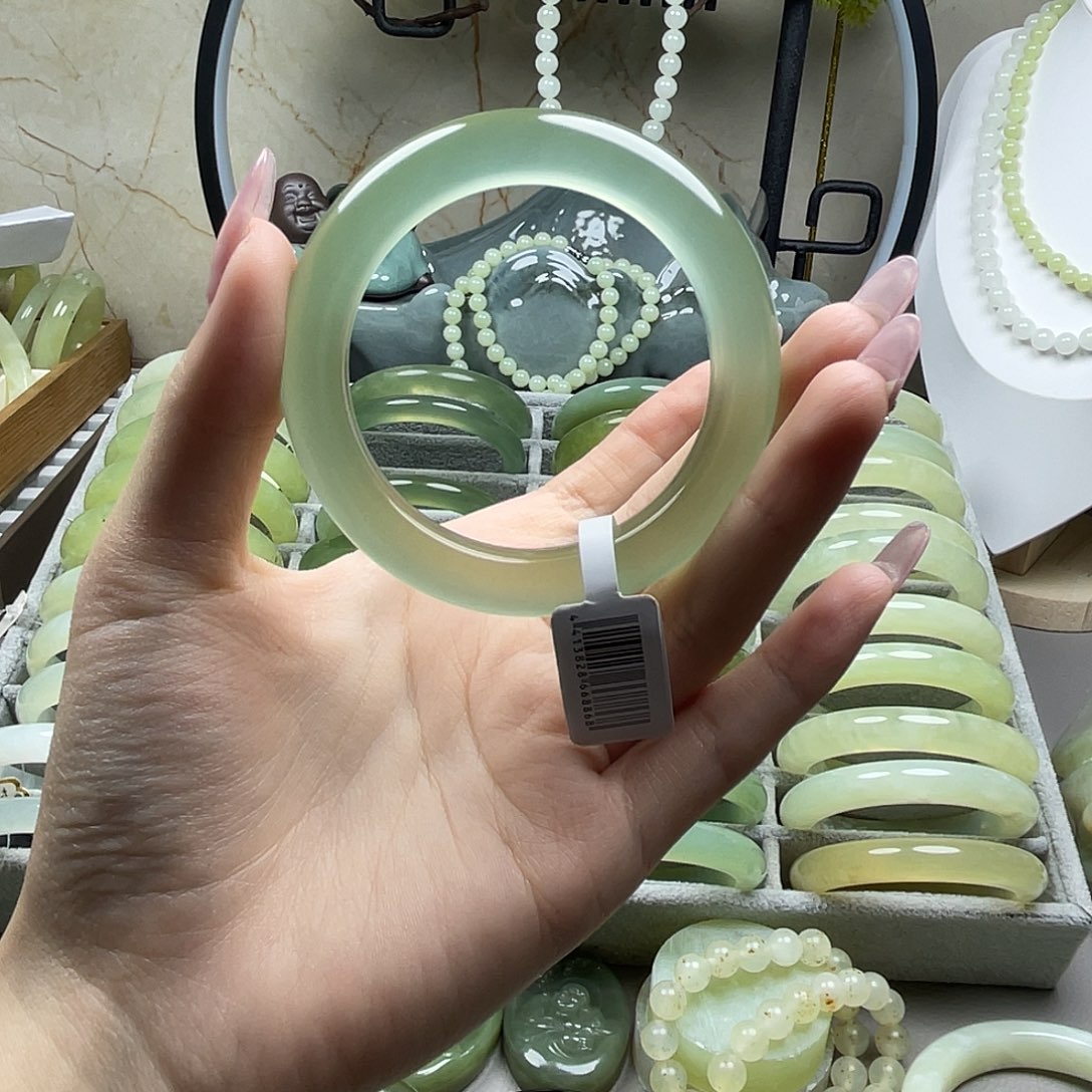 夹***猫蛇纹石玉合金手镯