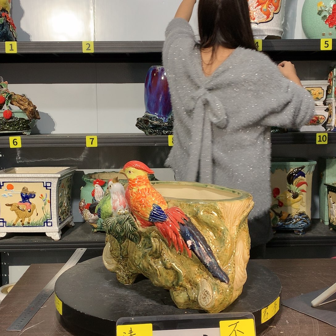 我***晨高温烧制石湾盆花盆瑕疵