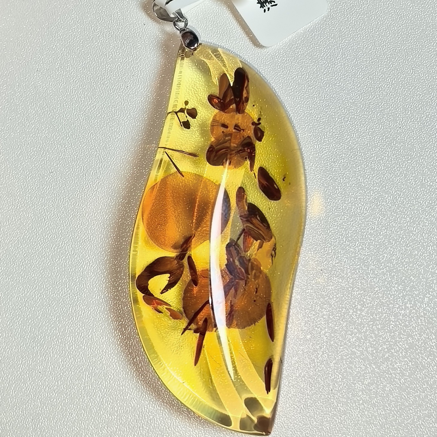 天然花珀吊坠S925扣头 多样性发其一