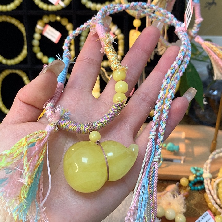 琥珀颈饰未镶嵌蜜蜡吊坠项链