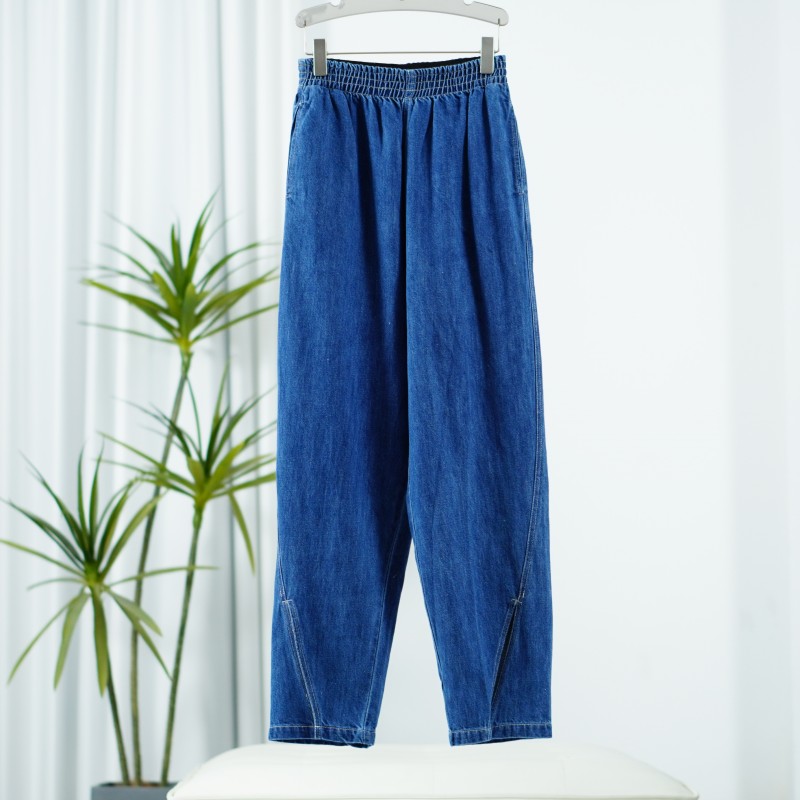 尚系列  E502  女装时尚休闲松紧哈伦牛仔裤牛仔蓝FW08R13