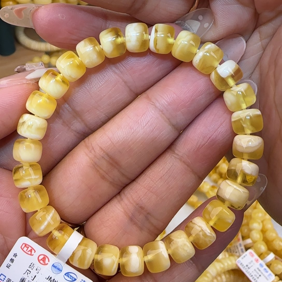 未镶嵌蜜蜡手链金白虎皮妖花老型手串