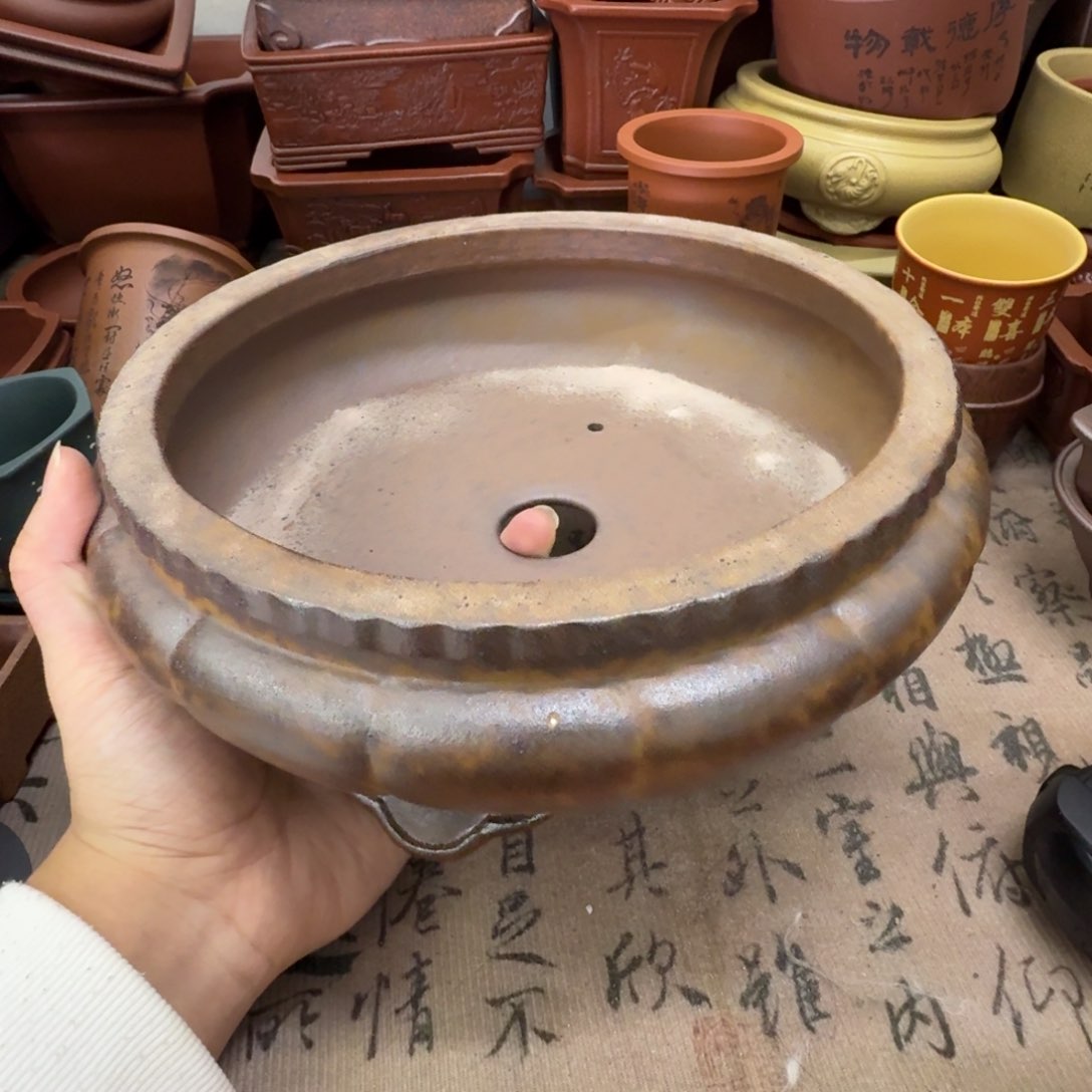 紫砂花盆宜兴紫砂正品22x6.5瑕疵