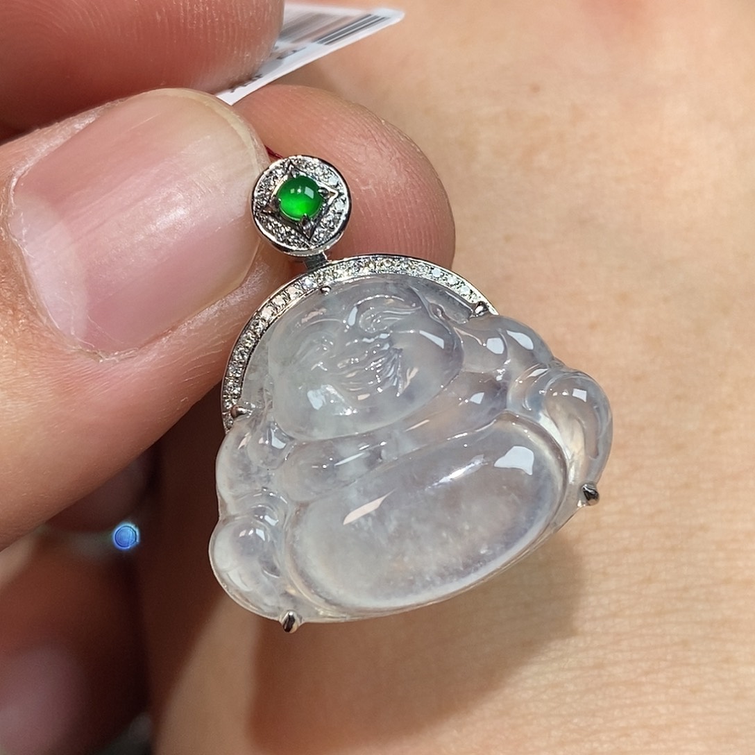 翡翠颈饰18K金镶嵌佛公