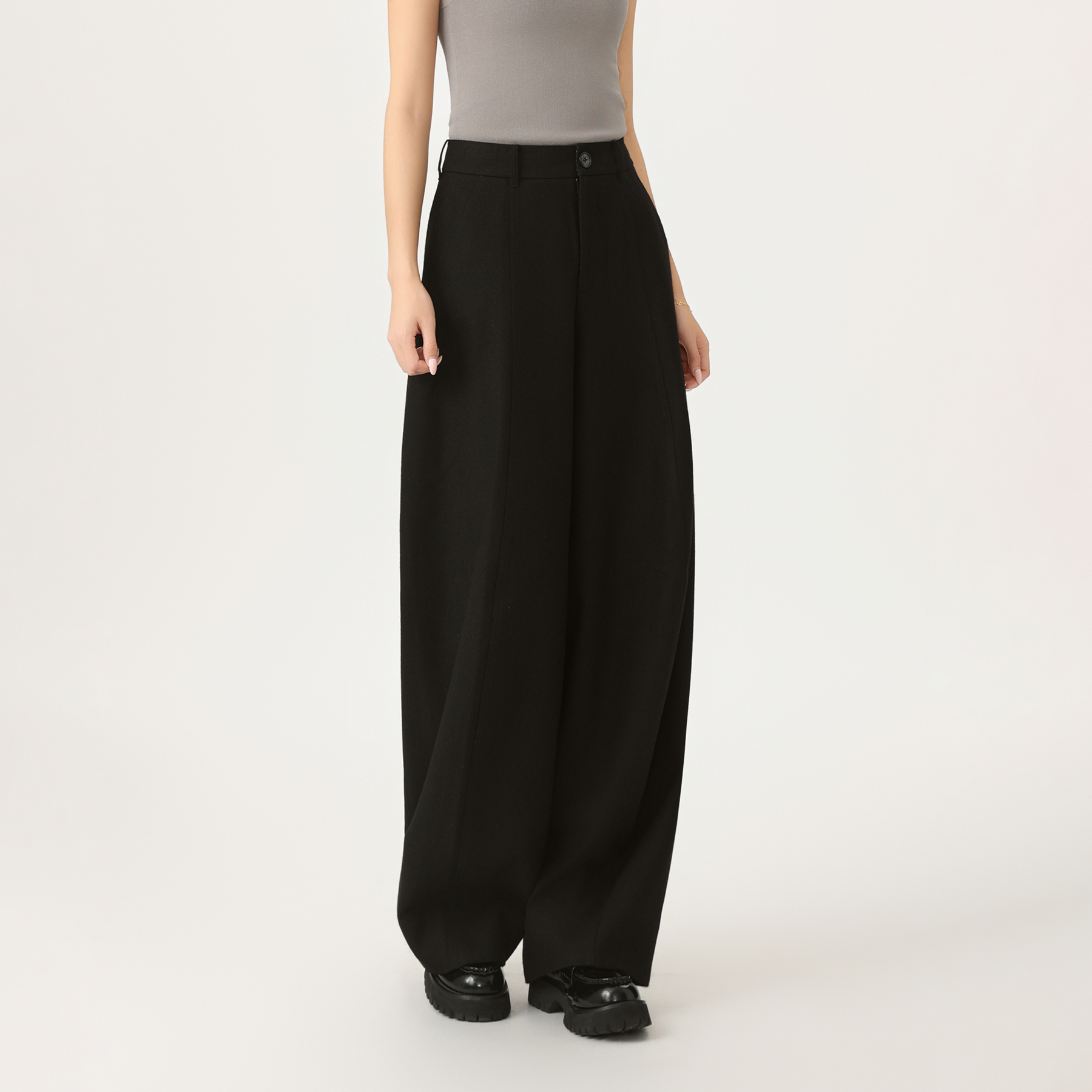 AMASS/阿玛施新款气质百搭时尚拖地裤设计感宽松休闲裤女510025