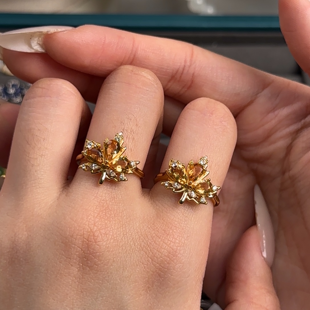 戒指黄晶银S925镶嵌32多样发一