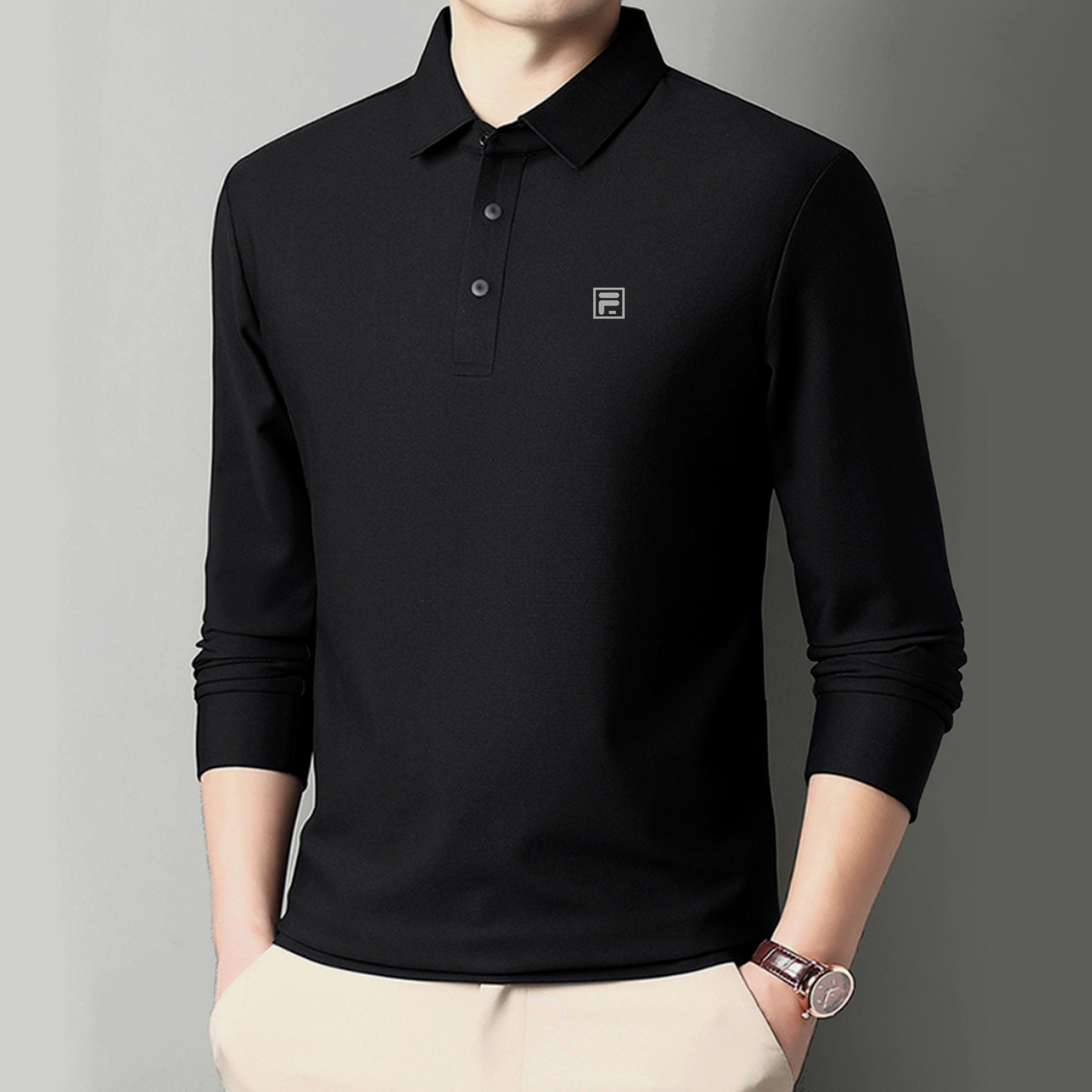 【奥莱一折-F斐家】秋冬长袖Poro衫翻领上衣 D215