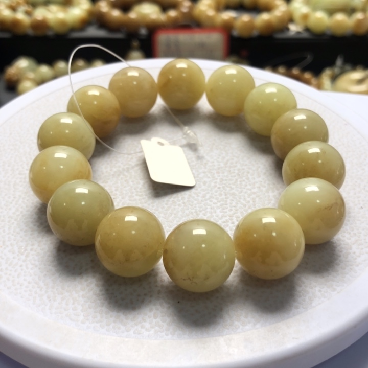 和田玉手串未镶嵌卡16