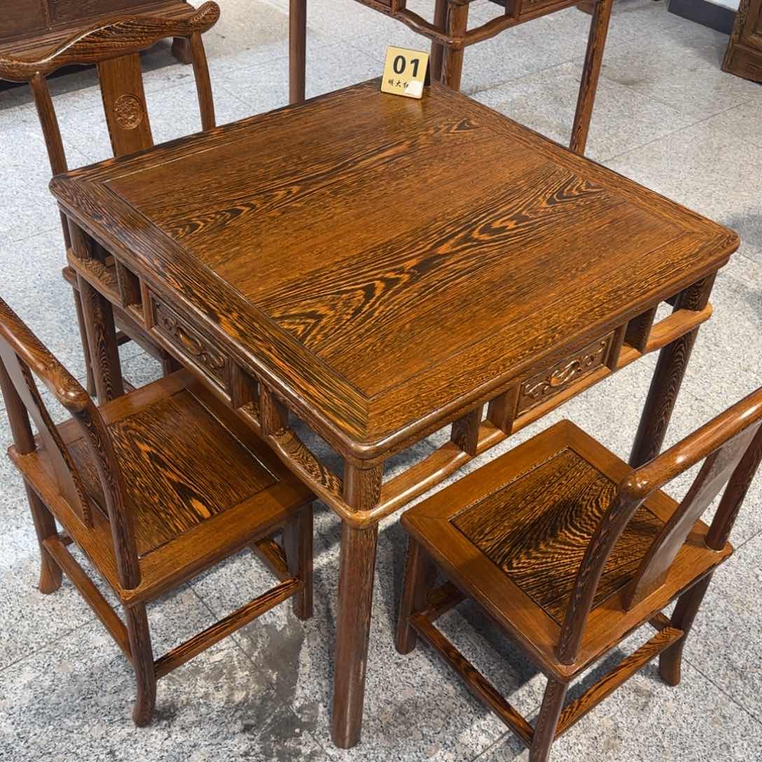 鸡翅木类成套家具78✖️78高68一桌四椅