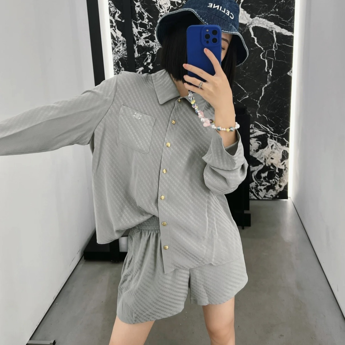 99新 Celine/思琳 D500911/凯旋门满印短裤/40码