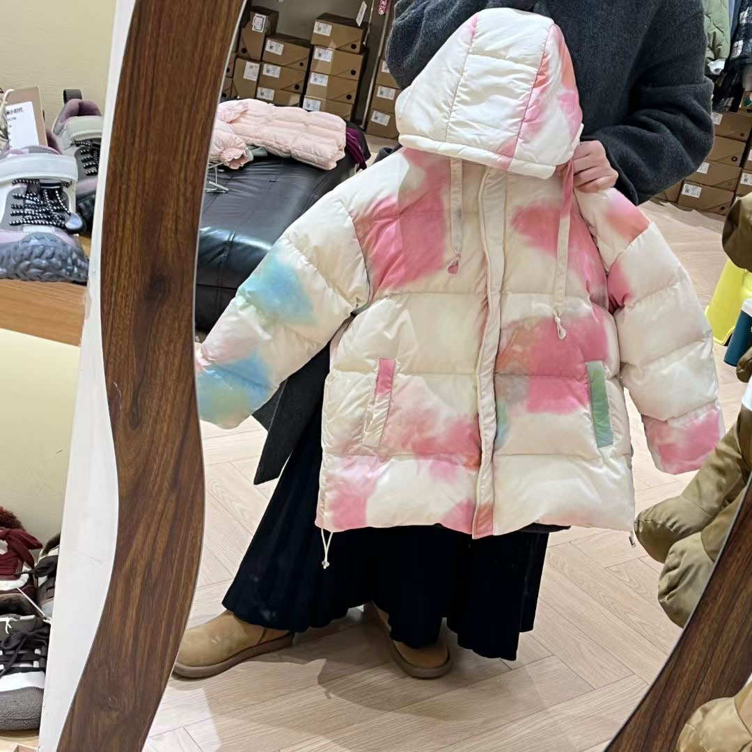 网红爆款扎染羽绒服2024冬季新款设计感