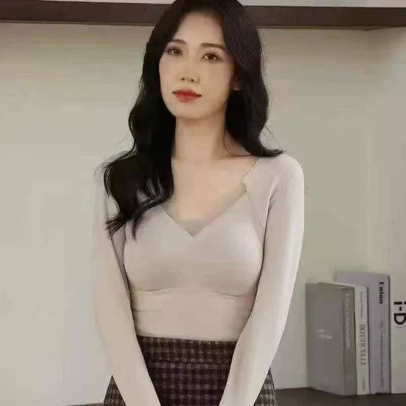 石墨烯保暖带胸垫发热长袖