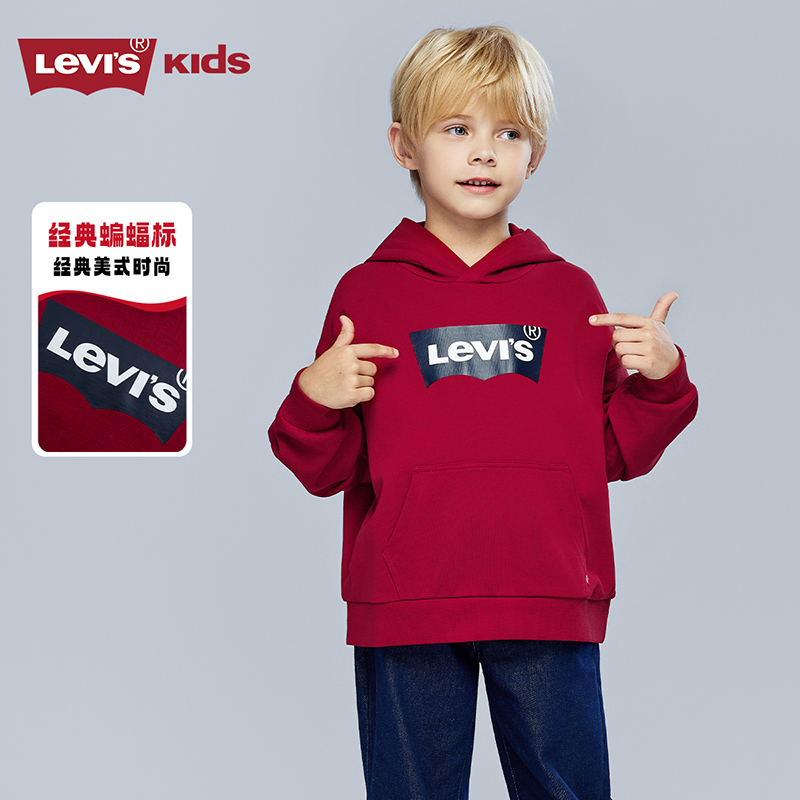 Levi's李维斯儿童舒适百搭潮流套头红色连帽卫衣卫衣LVN-PO-D823