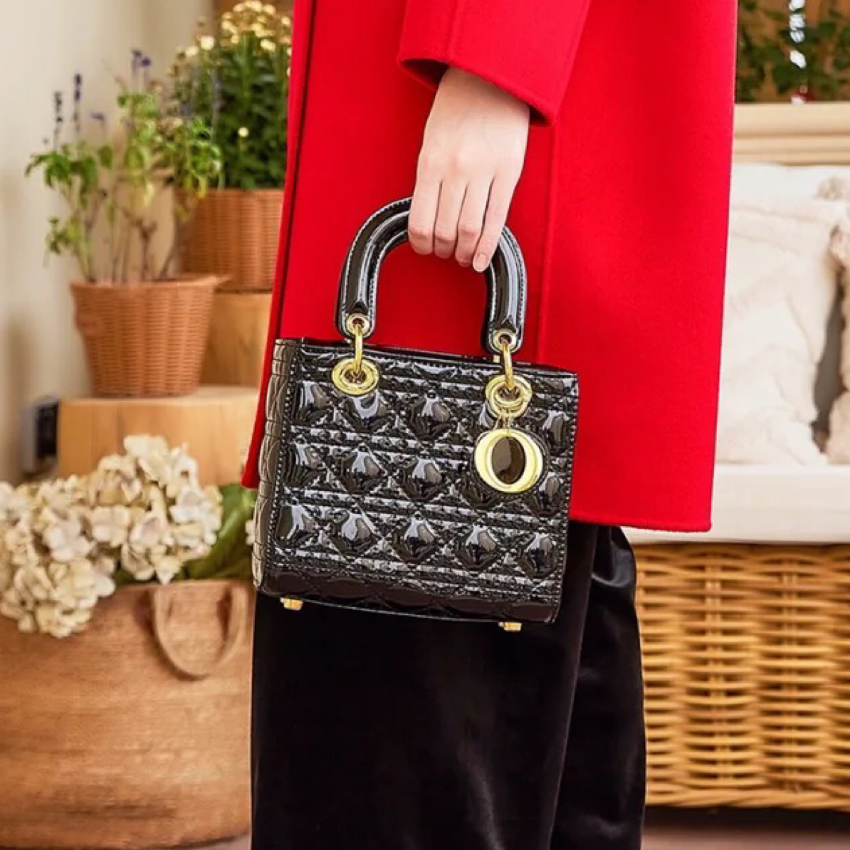 95新 DIOR/迪奥 巧克力色五格戴妃手提斜挎包29035158