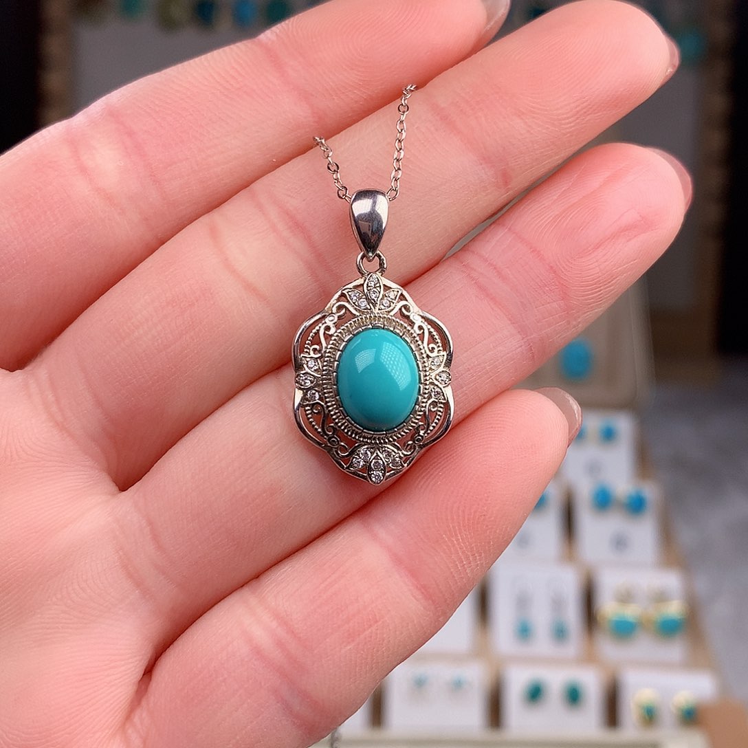 绿松石颈饰银S925镶嵌