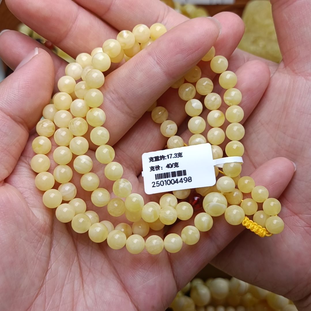 蜜蜡颈饰未镶嵌6圆珠108