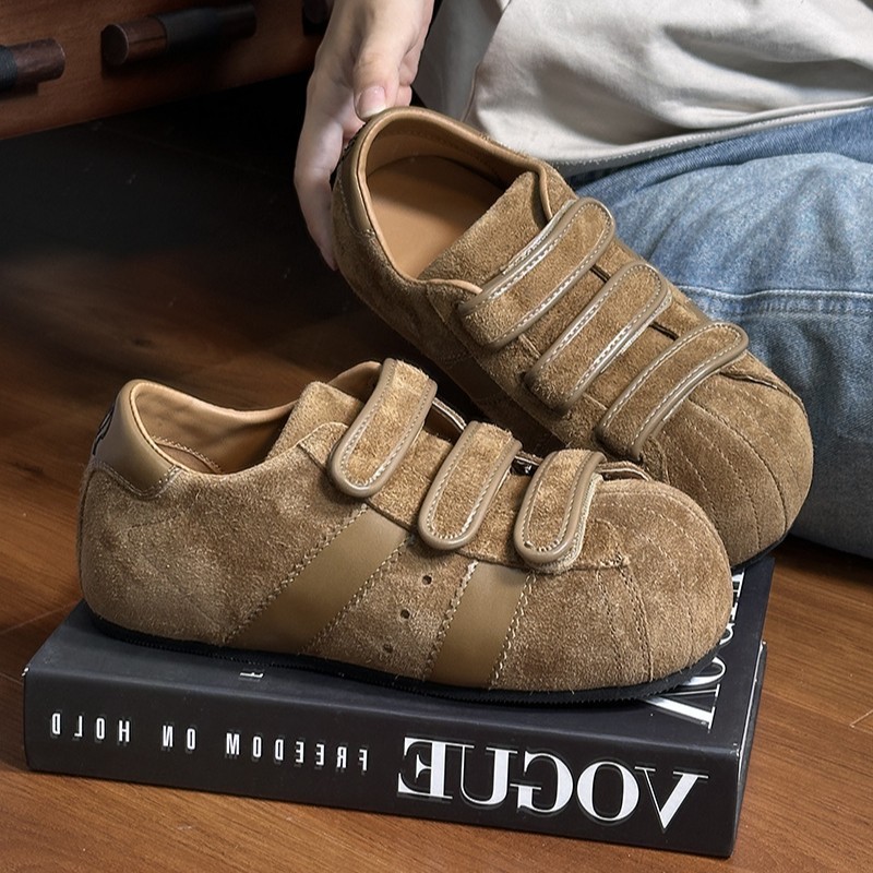 磨砂大头厚底复古勃肯鞋女2025夏季新款魔术贴时尚百搭休闲德训鞋