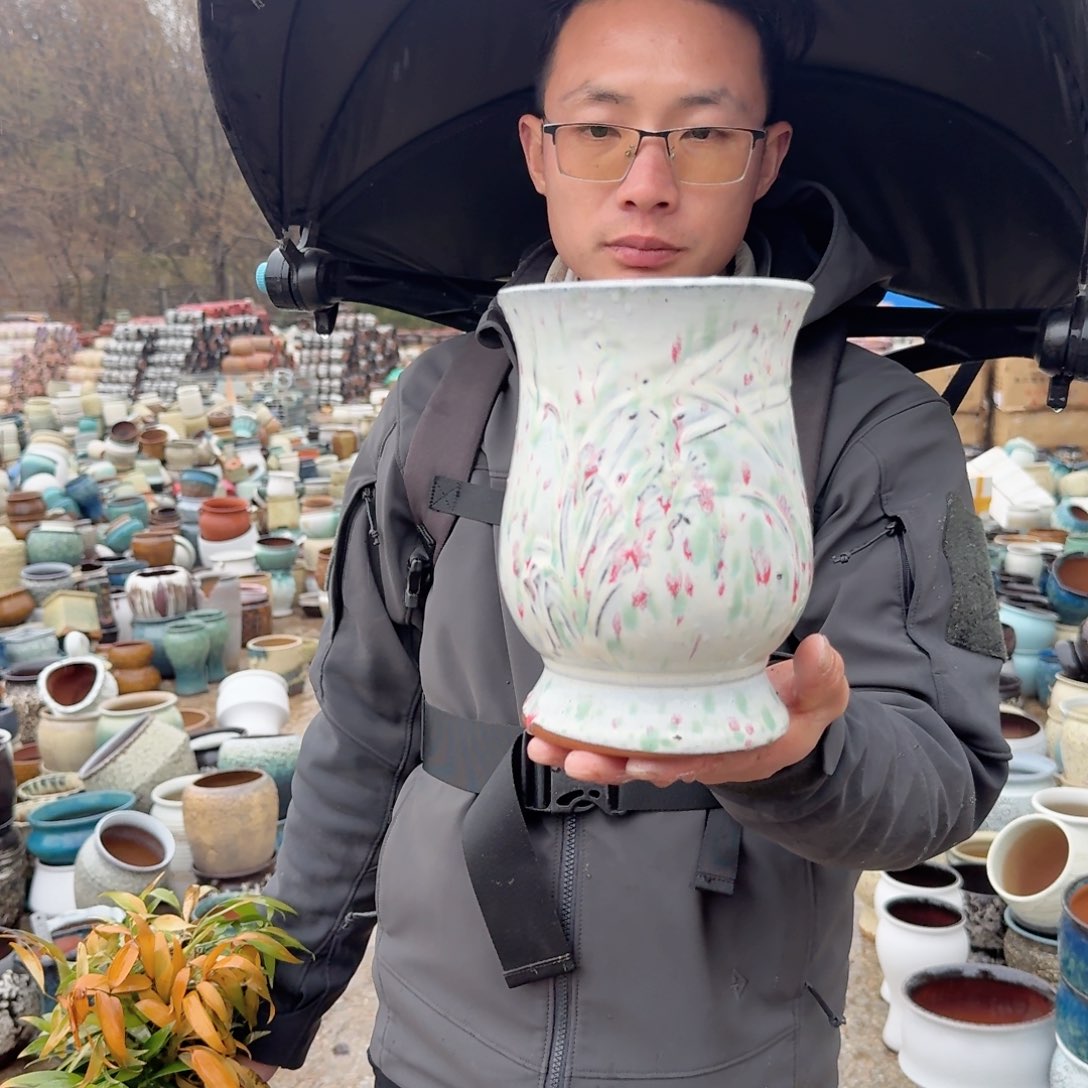 紫砂花盆口14高20（一个兰花白彩色老庄