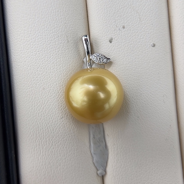 海水珍珠颈饰未镶嵌15-16mm 金珠 浓金 苹果吊坠H2