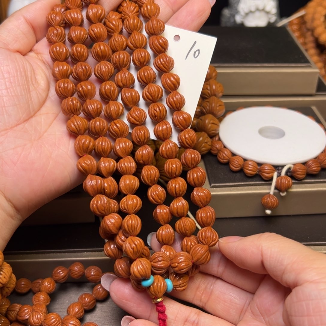 *****手串桃核野生桃八棱发财籽10左右精品无修108脖挂