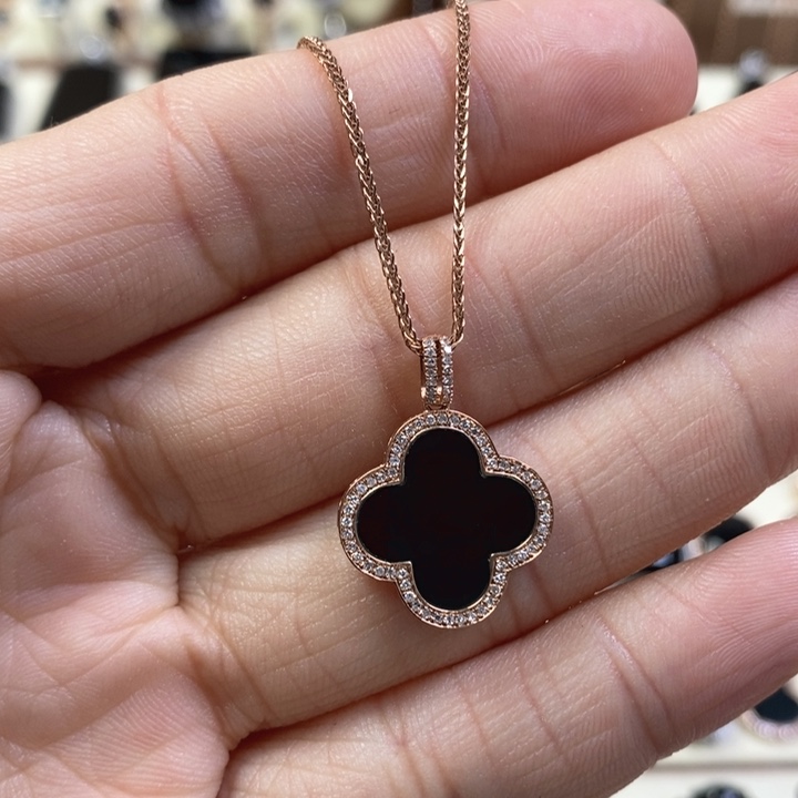 翡翠颈饰18K金镶嵌栗**素缅甸天然翡翠墨翠