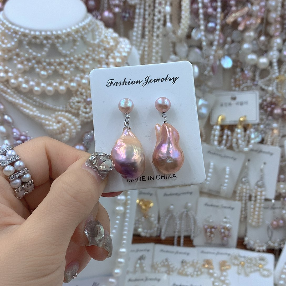 淡水珍珠耳饰银S925镶嵌