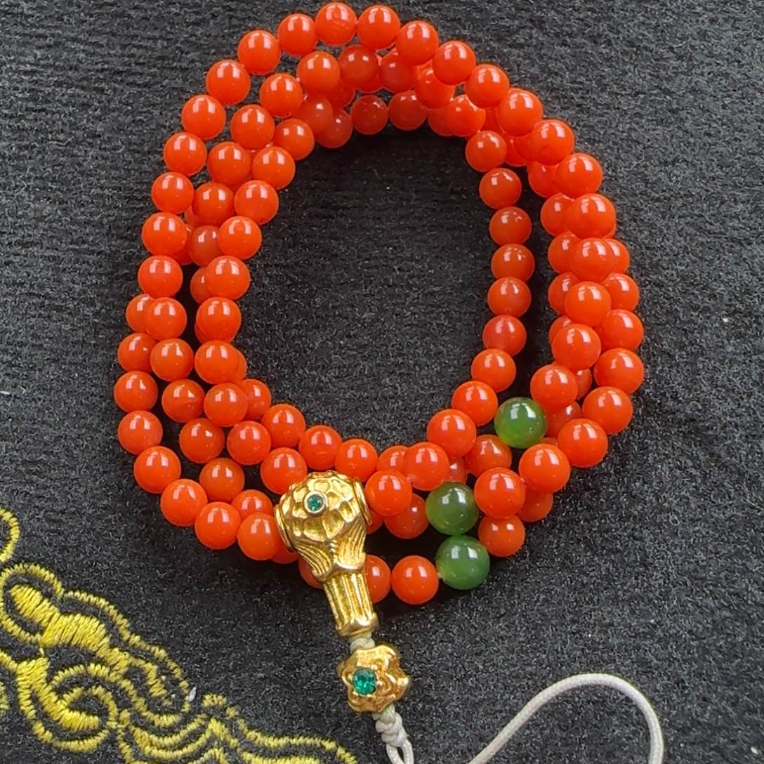 南红玛瑙未镶嵌5.7mm柿子红单圈