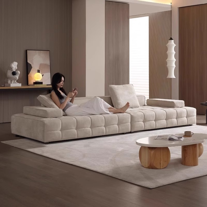 意式劳伦斯雪尼尔猫爪布艺沙发设计师极简别墅模块直排客厅大小户