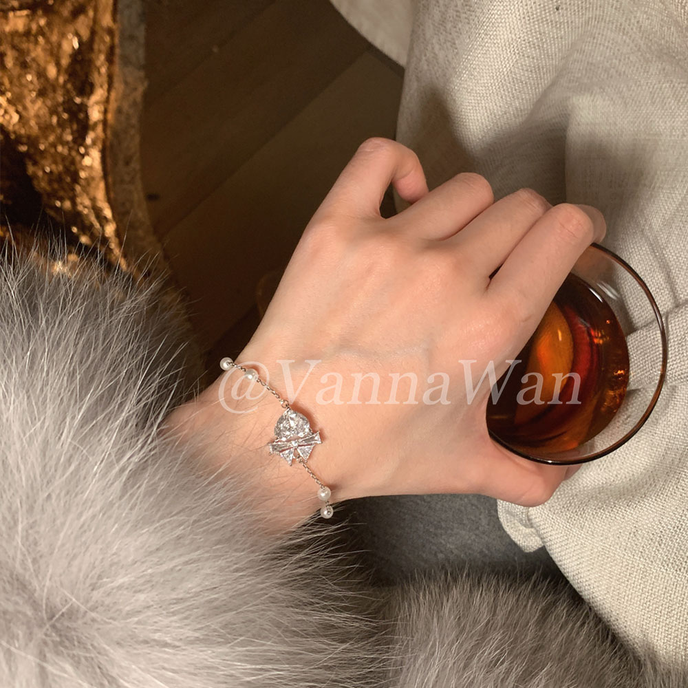铜合金手链 巴黎千金.爱心闪钻串珠设计师手链
