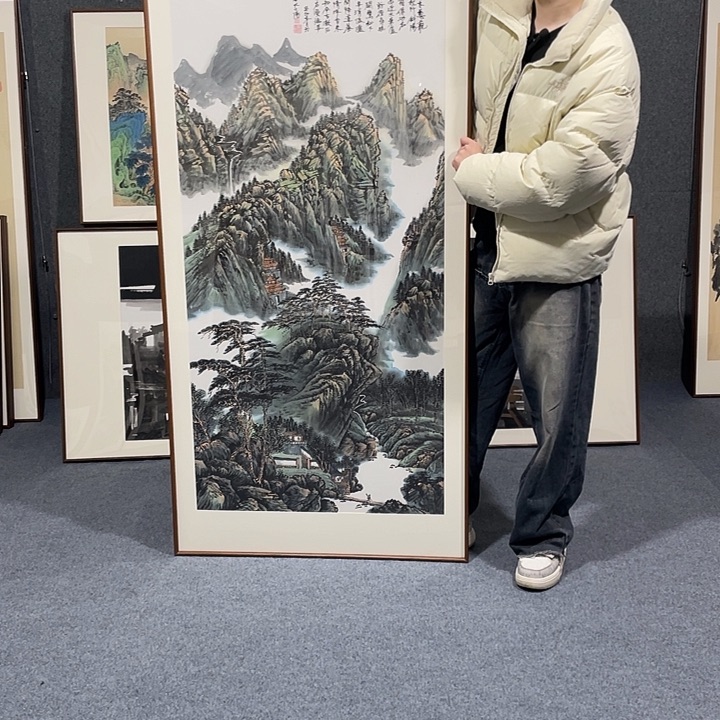 国画手绘作品带框