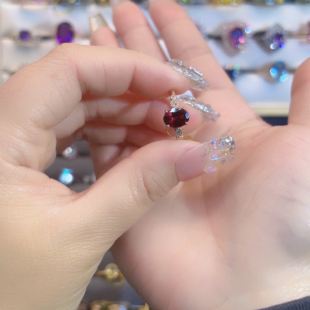 石榴石戒指银S925镶嵌