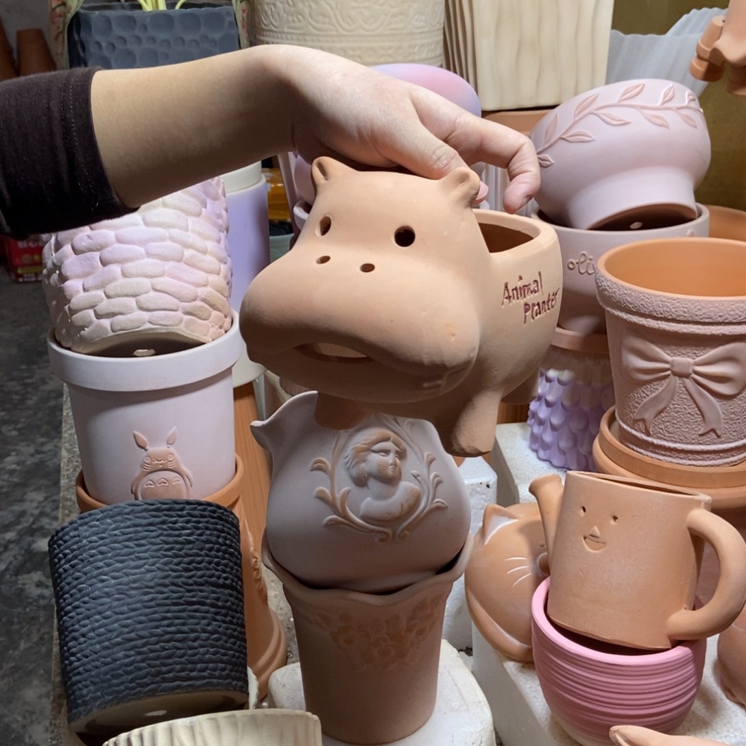 20×15手工河马盆 粗陶1个
