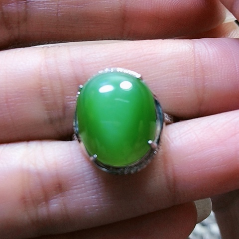 和田玉戒指银S925镶嵌