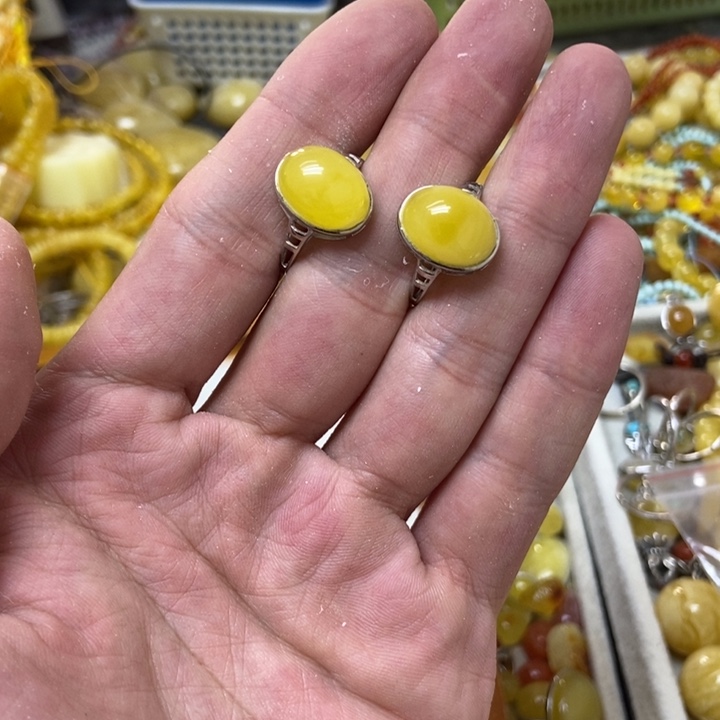 蜜蜡银S925镶嵌裸石多样性发货其一