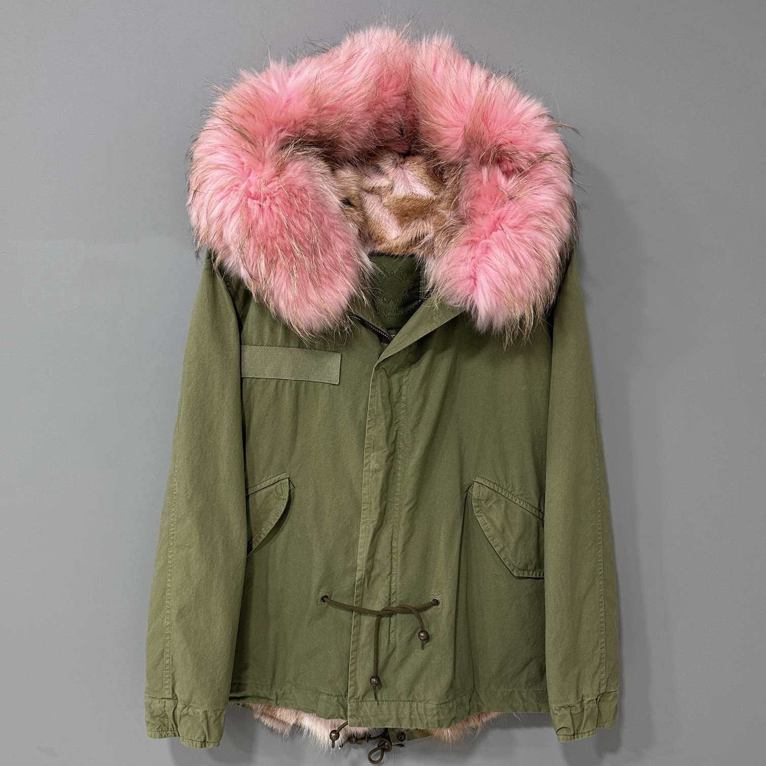 99新 Mr&Mrs/先生 小姐 粉色皮草外套/XS码/20138